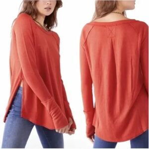 We the Free Staycation Snowy Oversized Thermal‎ Top Heatwave Orange SIze XS